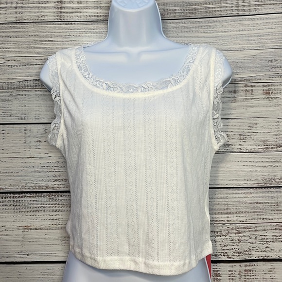 White Laced Tank Top | Size Medium - Picture 2 of 6